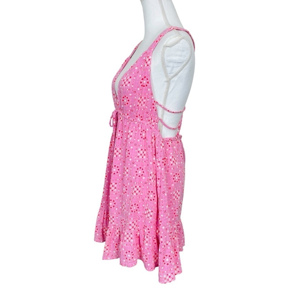 Hansel Printed Strappy-Back Mini Dress in Pink Size Medium - Picture 11 of 12